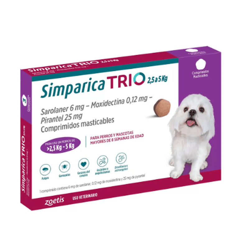 Simparica Trio Perros de 2,5 a 5kg - 1 Comprimido