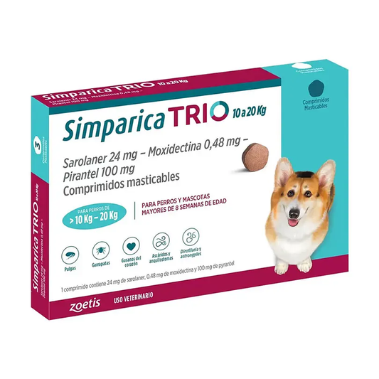 Simparica Trio Perros de 10 a 20kg - 1 Comprimido