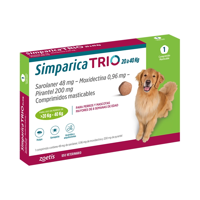 Simparica Trio Perros de 20 a 40kg - 1 Comprimido